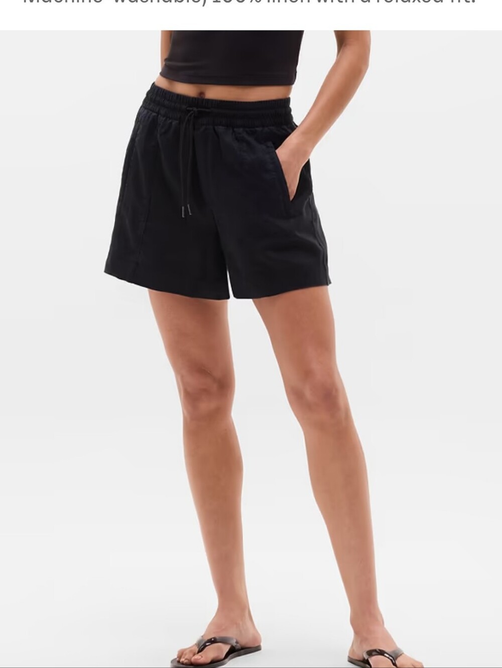 Caslon Black Linen Women's Cargo Drawstring Shorts